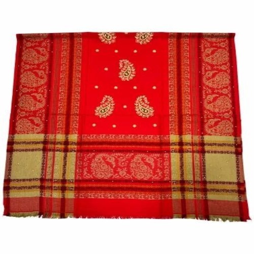Ladies Embroidery Shawl - Viscose Acrylic Woolen, Multicolor, Rectangle | Fancy Warm Printed Design