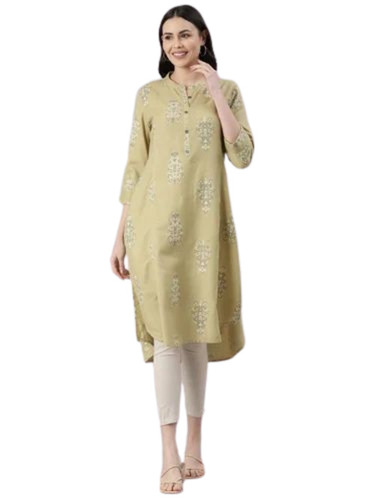 Ladies Light Green Printed Cotton Kurti