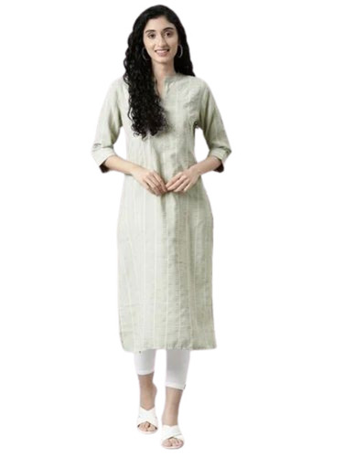 Ladies Pista Green Rayon Embroidered Kurti