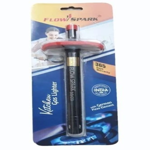 Black Grip Spark Gas Lighter - Stainless Steel, Polished Finish | Durable, Lightweight, Kitchen Use