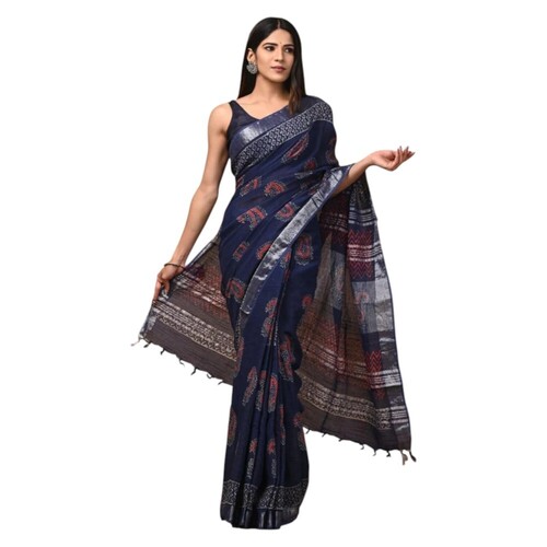 Digital Printed Linen Saree