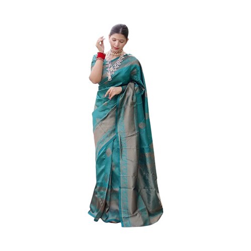 Sea Green Jacquard Silk Saree