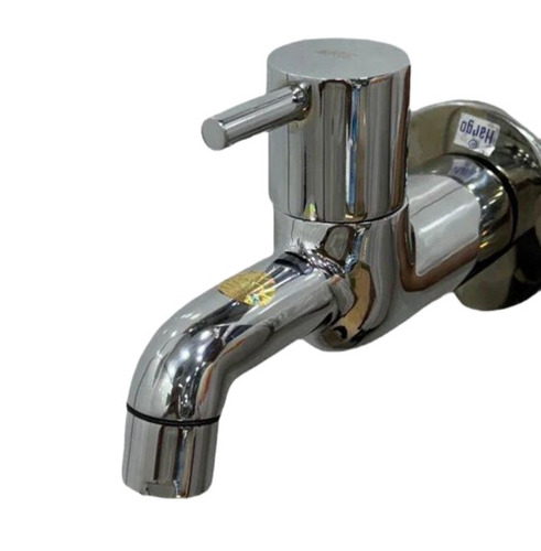 Brass Water Tap - Brass 40 mm Silver, Round | Glossy Finish, Wall Mounted, High Flow Rate, Durable