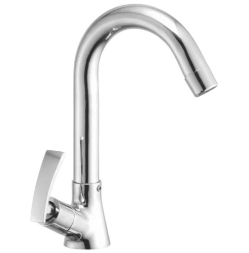 Deck Mounted Mixer Tap - Brass Standard Size Silver High Flow Rate | Glossy Finish Polished Surface Durable Round Shape