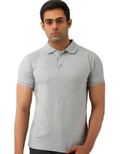 Grey Cotton Polo T Shirt - Cotton, Customized Size, Multiple Colors | Lightweight, Breathable, Short Sleeves, Casual