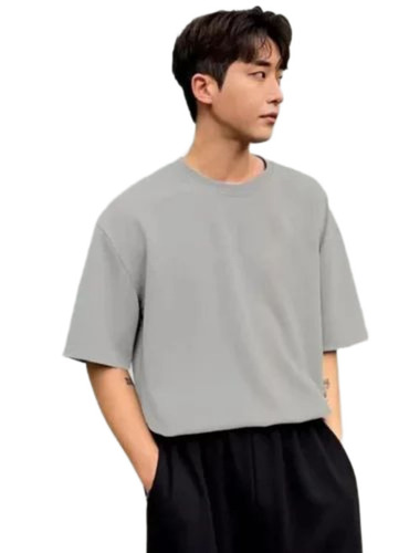 Grey Plain T Shirt - Cotton, Customized Size, Multiple Colors | O-Neck, Light Weight, Mega Sleeves, Breathable
