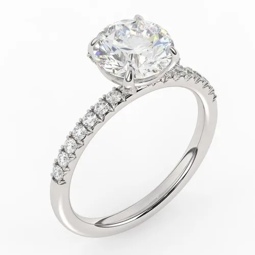 Ladies Diamond Finger Ring - Silver, 18K Gold Band, Crystal White Round Brilliant Diamond, Solitaire Design, Lightweight 3g, Secure Prong Setting