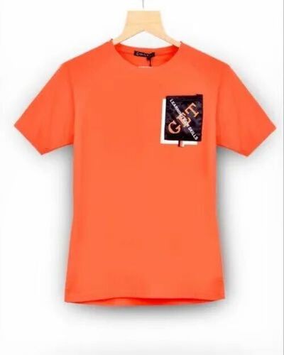 Men Orange Round Neck T Shirt