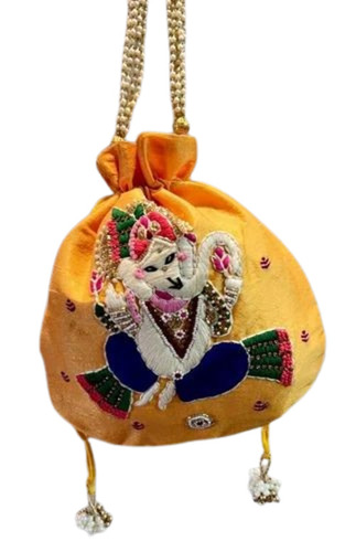 Yellow Embroidered Potli Bags