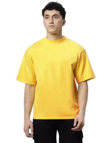 Yellow Plain T Shirt - Cotton, Customized Size, Multiple Colors | O-Neck, Mega Sleeves, Lightweight, Breathable
