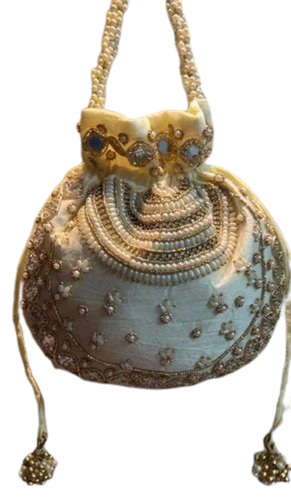 Cream Embroidered Potli Bags