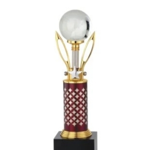 Plastic Printed Promotional Trophies MG 4059 - Plastic, Golden, Round, Laser Engraved | Competitive Sport Trophy Award