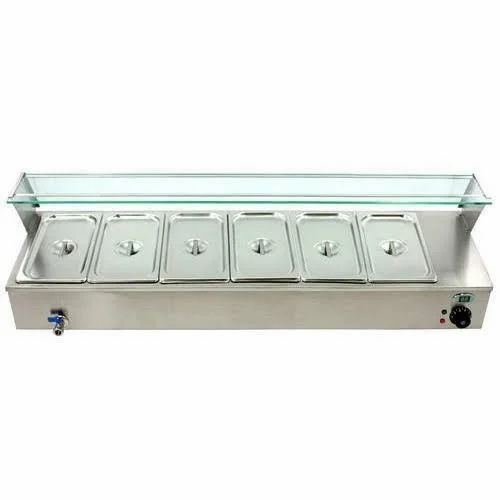 Countertop Bain Marie With Glass - Stainless Steel, Standard Size | Durable, Rectangular, Hotel Use