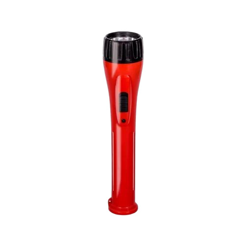 Red Jugnoo Rechargeable LED Torch - Plastic Body, Red, 0.5W, 3 AA Battery | Durable, Industrial Use, 50,000 Hours