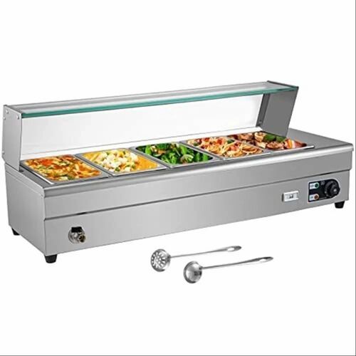 Stainless Steel Electric Bain Marie 6 Pan - Stainless Steel, Standard Size, Rectangular | Durable, Long Lasting, Hotel Use