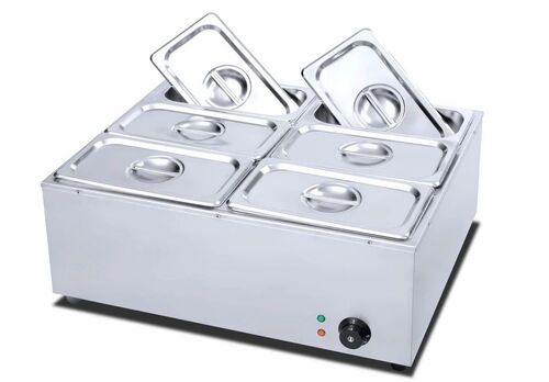 Steel Electric Bain Marie 6 Pan - Stainless Steel, Standard Size | Durable, Rectangular, Hotel Use