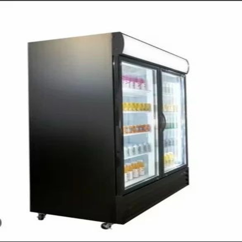 Two Door Glass Refrigerator - Steel Material, White Color | Two Door Glass Refrigerator