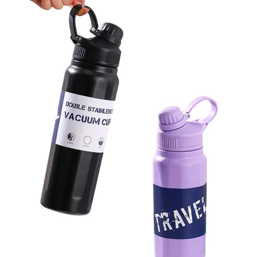 Flip Straw Steel Water Bottle - Stainless Steel 800ML, Matte Multi-Color, Screw Cap | Rubber Coated, Cylindrical, Durable, Fine Finished