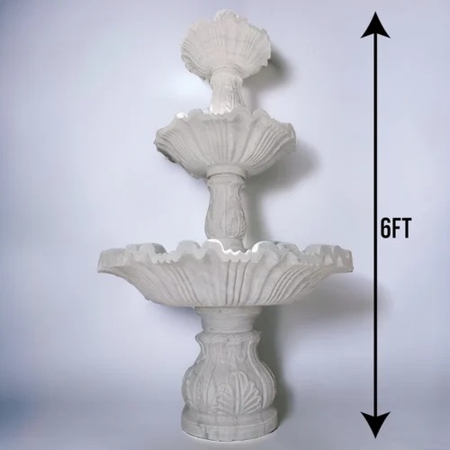 Marble Fountain - Natural Marble, Polished Finish | Elegant Design, Intricate Carvings, Water Efficient, Weather Resistant, Sturdy Base