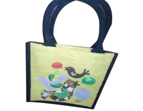 Printed Jute Bag - 9x13 Inch Multiple Colors | Durable Fine Finished Flexiloop Handle