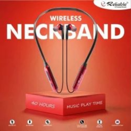 Rbl Bt Neckband 072 - Black, 50 Hertz | Wireless Bluetooth, Lightweight, Comfortable Fit, Noise Cancellation, Sweat Resistant