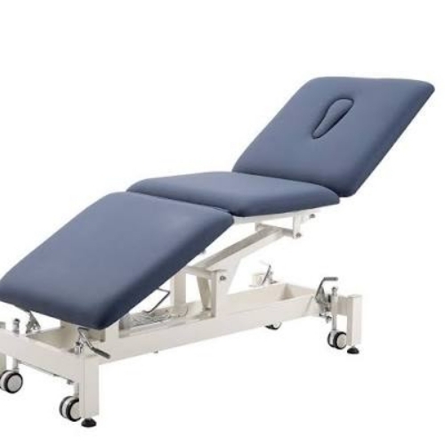 Treatment Table - Stainless Steel White Blue | Adjustable Height Comfortable Padding Durable Frame Easy Cleaning Stable Design Lightweight