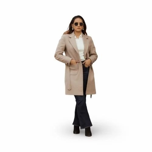 Women Cream Long Coat