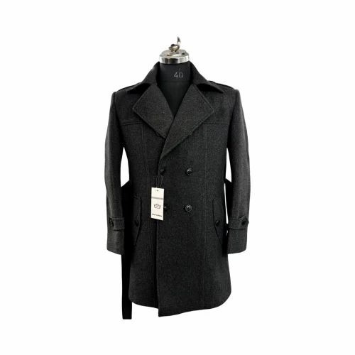 Women Dark Grey Long Coat - Woolen, Full Sleeves, Black, Winter | Anti Wrinkle, Fancy Warm, Washable, No Fade