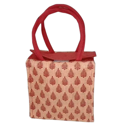 Zipper Jute Lunch Bag - 8.5x8.5 Inch, Multiple Colors | Printed Pattern, Durable, Fine Finished