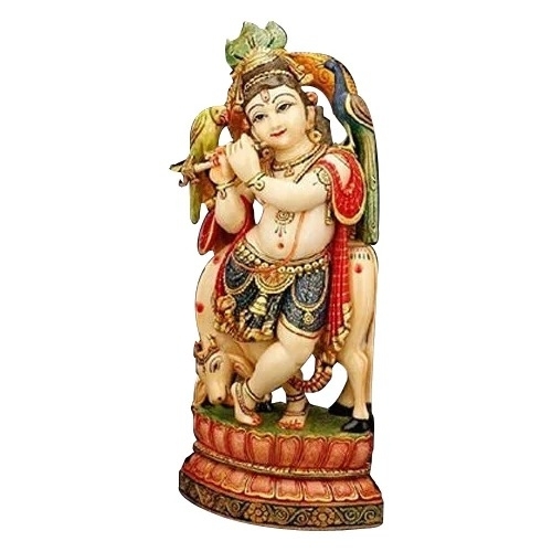 Marble Krishna Statue - Color: Multi