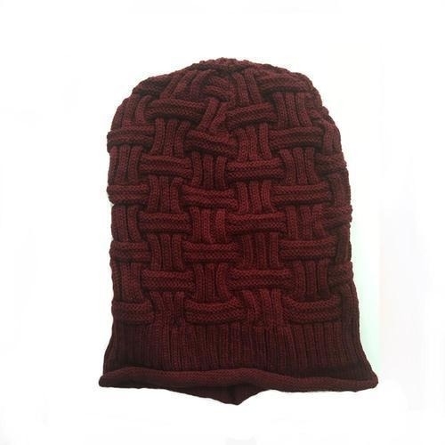 Maroon knitted Slouchy Beanie Cap Application