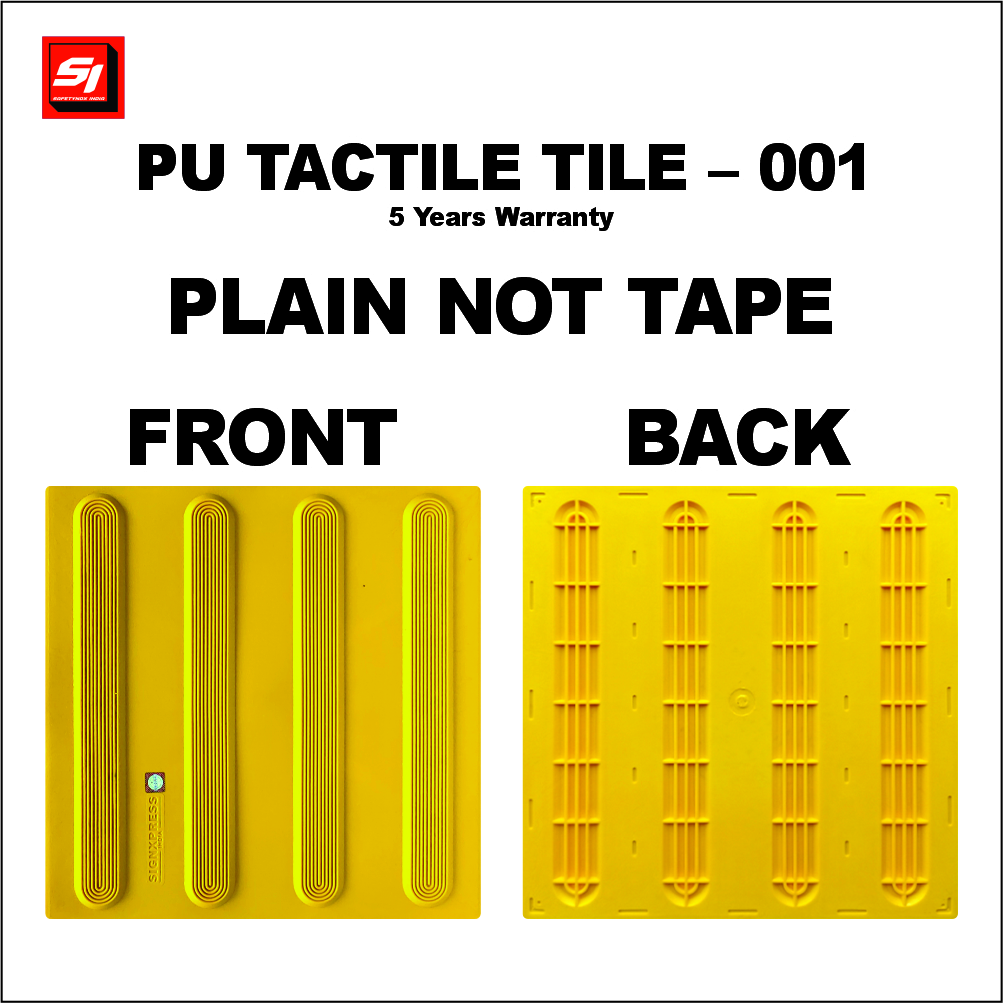 Pu Tactile Tile Plain 001 - Ceramic Square Edge Yellow/Gold, Butyl Backing, Impact Resistant, Anti Skid, Weather Proof