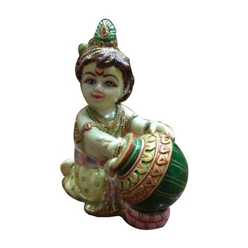 White Marble Krishna Statue - Color: Multi
