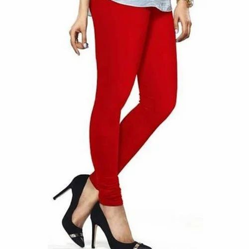Ladies Cotton Plain Legging - Cotton, Various Sizes, Red | Breathable, Anti Wrinkle, Quick Dry, Comfortable Fit