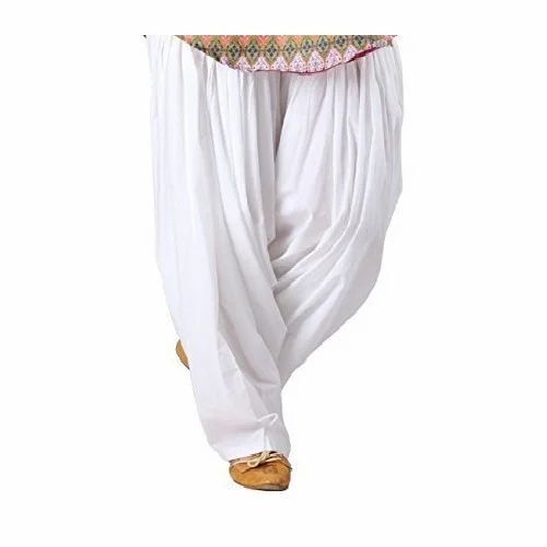 Ladies White Patiala Salwar - Cotton Regular Fit Full Sleeves Plain | Breathable Anti UV Quick Dry Comfortable Fit