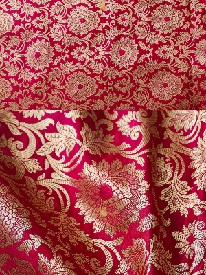 Silk Fabric Brocade Fabric - Color: Red