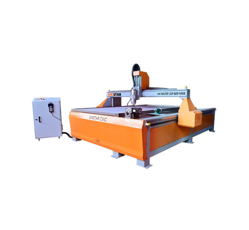 4 Axis CNC Wood Router - Sign Board & Wood 300x300x100mm, Orange White, 3.5kW, PLC Controlled, Automatic
