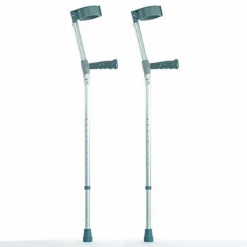Comfortable Max Elbow Crutches - Steel, Standard, Gray | Comfortable, Portable, Hospital Use, 1 Year Warranty