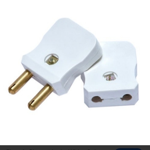 Electrical Plug - Plastic, Square, White | Durable, Shock Resistant, Heat Resistant, Strong Pins, Insulated Body