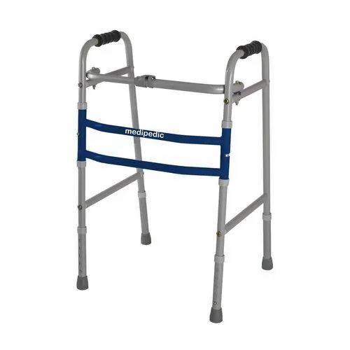Folding Patient Walker - Aluminum, Standard Size, Gray | Comfortable, Portable, Hospital Use, 1 Year Warranty