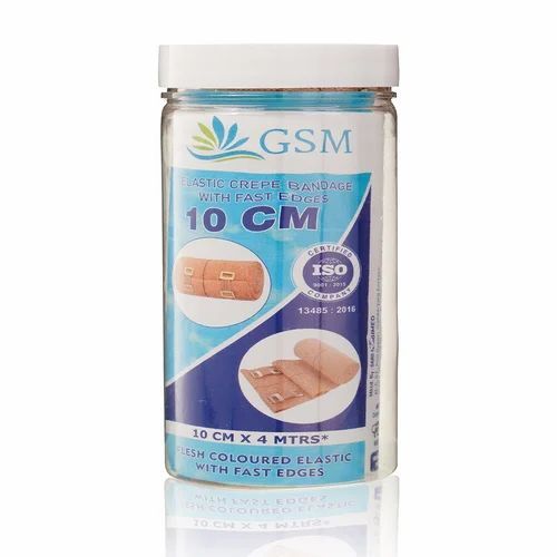 Gsm Crepe Bandage 10 Cm - Cotton, Standard Size, Brown | Comfortable, Skin Friendly, Hospital Use, Roll