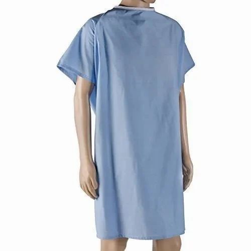 Hospital Patient Apparel - Cotton Blend, All Sizes, Blue | Comfortable, Skin Friendly, Short Sleeve Patient Gown