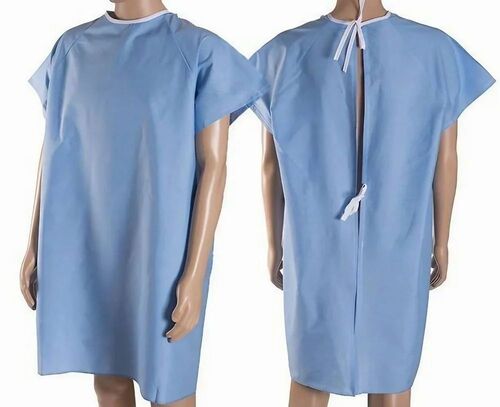 Hospital Patient Uniform - Skin Friendly Cotton Blend, All Sizes, Blue | Comfortable, Short Sleeve Patient Gown
