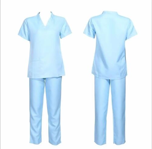 Hospital Staff Uniform - Cotton Blend, All Sizes, Blue | Comfortable, Skin Friendly, Short Sleeve