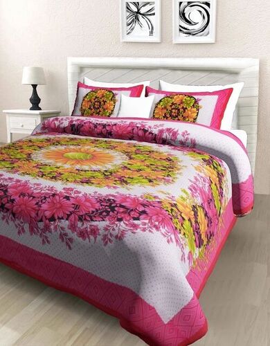 Jaipuri Bed Sheet - 100% Cotton Full Size, Pink | Washable, Modern Design, Eco Friendly, Comfortable