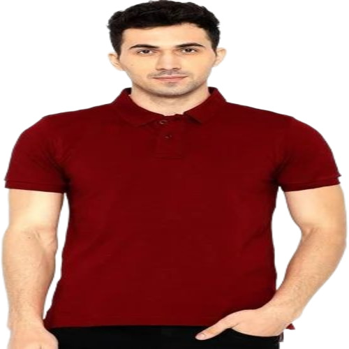 Maroon Men Collar T Shirt - Cotton, S to XXL, Maroon | Polo Collar, Half Sleeves, Printed, Comfortable