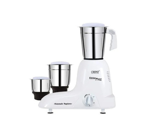 Orpat Domestic Mixer Grinder - Metal, Plastic, White, 3 Jars, 1200W | Electric, 220V, 2 Year Warranty