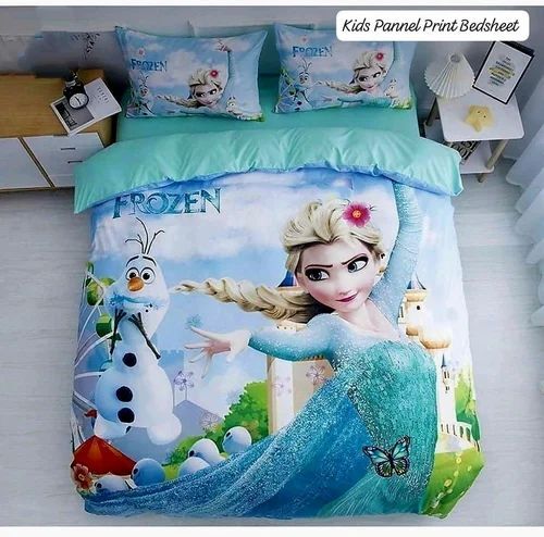 Panel Print Bedsheet - 100% Cotton Full Size Blue, Washable, Eco Friendly, Comfortable