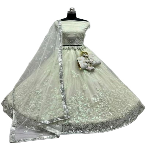 Pista Green Embroidered Lehenga Choli - Net Fabric, Sizes S-XXL | Anti Wrinkle, Breathable, Dry Clean Only, Fine Finish