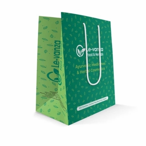 Printed Paper Bag - Paper, Customized Size, Multiple Colors, Rectangle Shape, Printed Pattern | Eco Friendly, Moisture Proof, Flexiloop Handle, Fine Finished, Durable